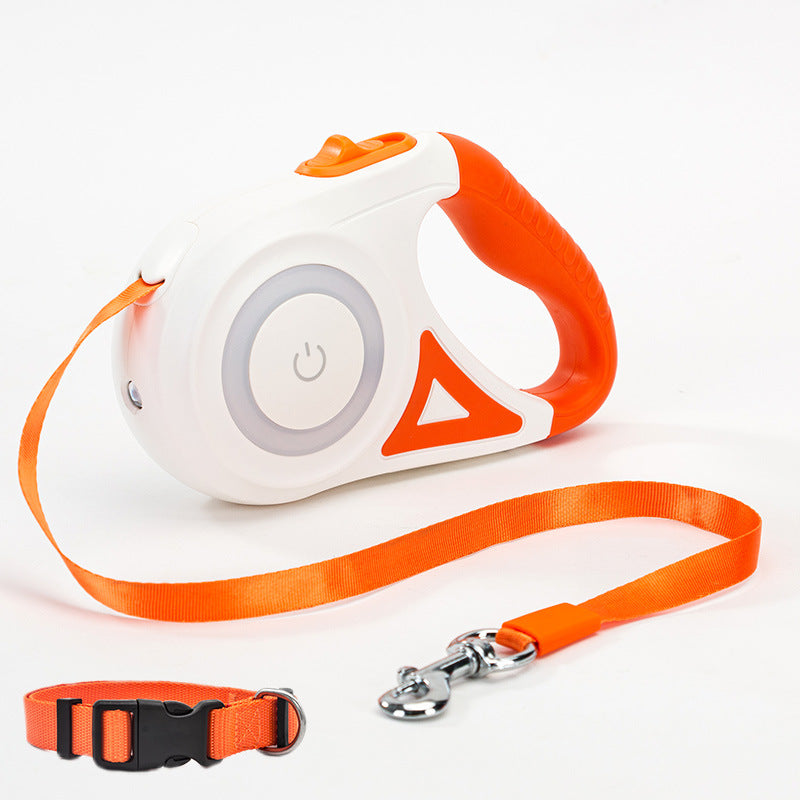 Retractable Dog Leash with LED Light – Automatic Pet Traction Rope & Spotlight Collar